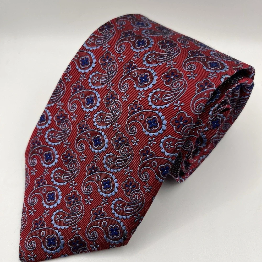 Brooks Brothers Necktie Silk Red Blue Paisley USA Made